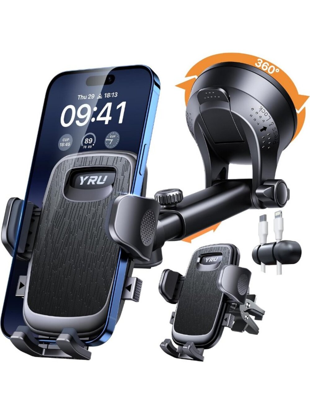 360° Rotatable Suction Car Phone Holder Mount - Strong & Safe Dashboard Stand